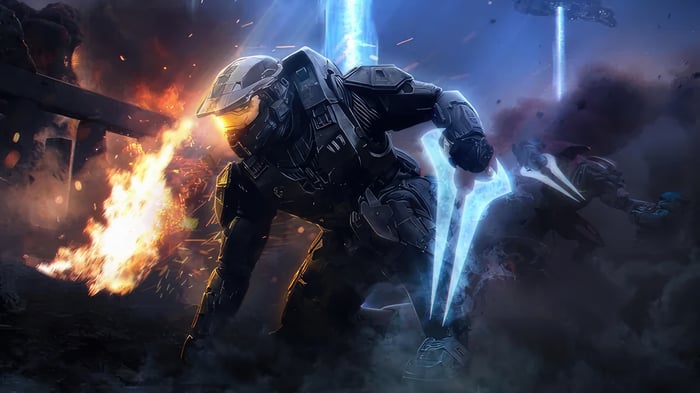 Master Chief with Energy Sword in Halo Battle