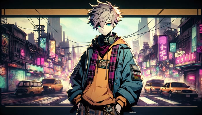 Anime Lofi Boy With Headphones Around Neck