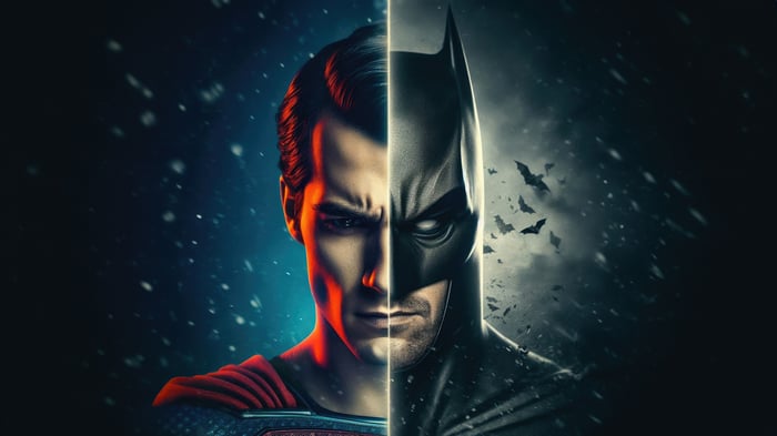 Batman and Superman split image
