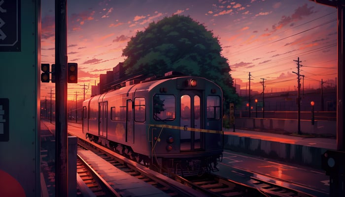 Train Journey at Sunset