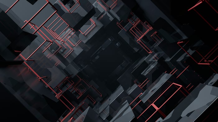 Abstract Black and Red Geometric Structure
