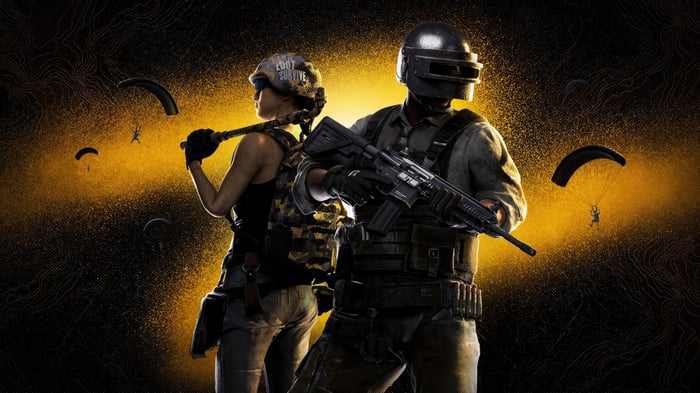 PUBG Mobile characters with parachutes