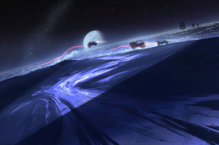 Midnight Race on a Futuristic Planet