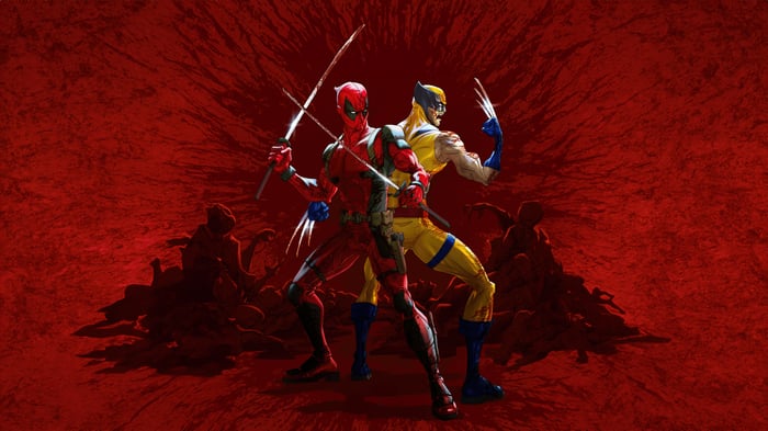 Deadpool and Wolverine in a Blood Splatter Arena
