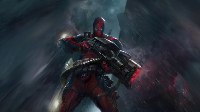 Deadpool with a large gun