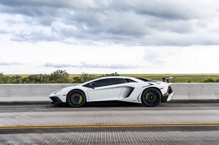 White Lamborghini Aventador SV on a Road