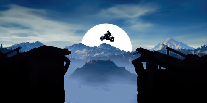 Days Gone Motorcycle Jump Over Mountains