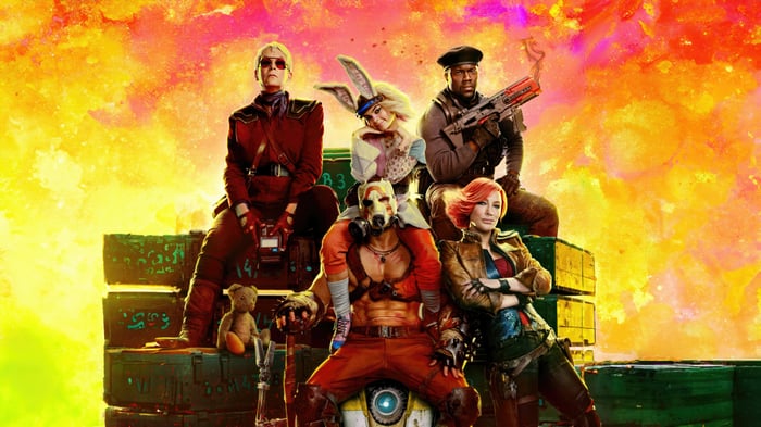 Borderlands Movie Characters on Colorful Background