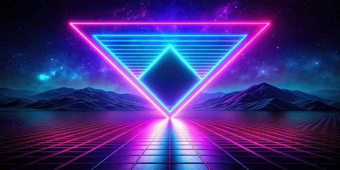 Electric Triangular Dreams Neon Landscape