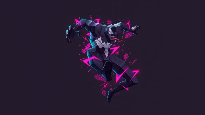 Venom in Geometric Style with Pink Accents