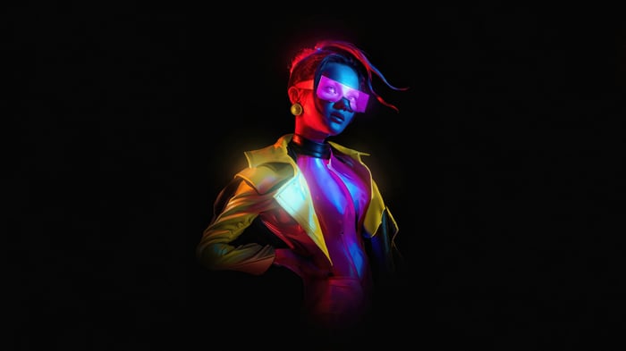 Jubilee from X-Men in neon lighting