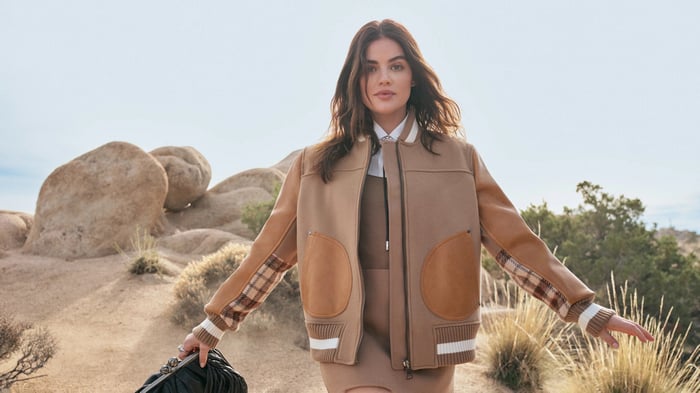 Lucy Hale in a desert landscape