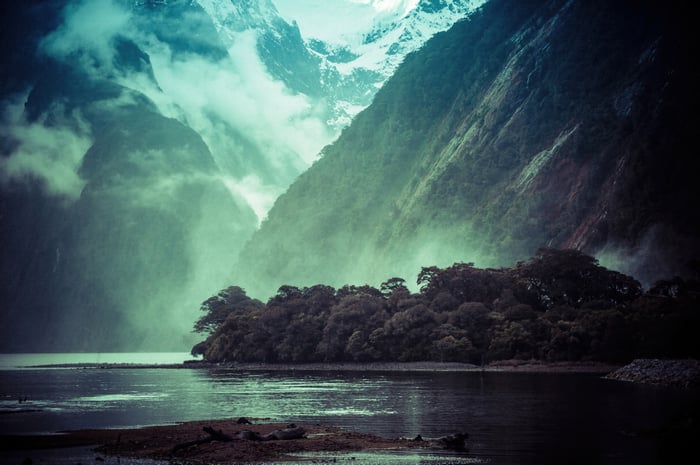 Misty Mountains and Forest by the Water
