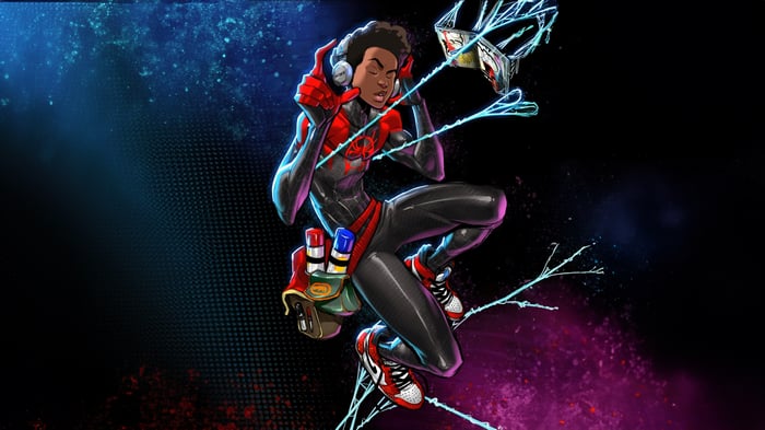 Miles Morales in Spider-Man Suit with Headphones
