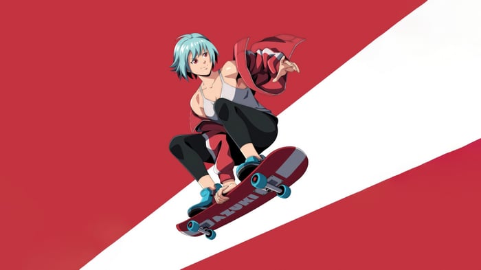 Girl on a skateboard with "AZUKI" text
