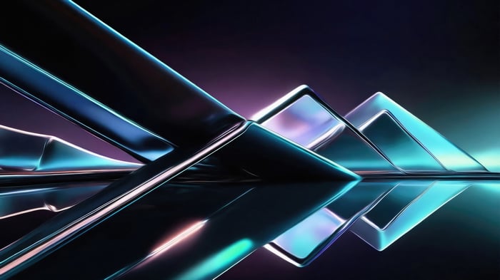 Abstract Metallic Triangles with Neon Lighting