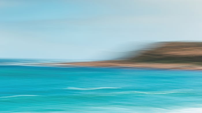 Abstract seascape with blurred coastline and sky