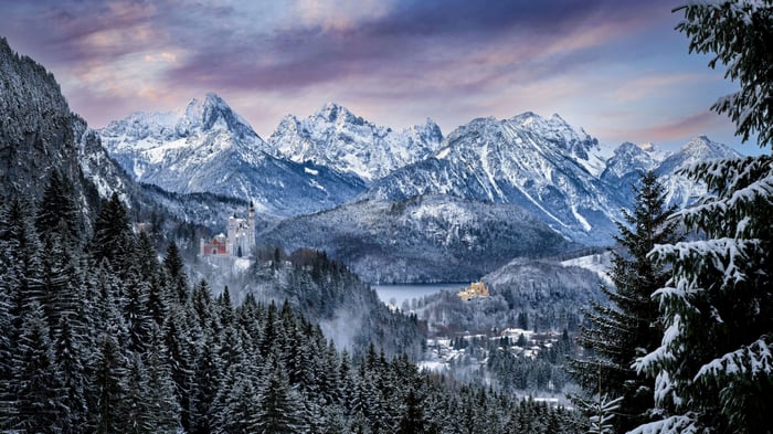 Hohenschwangau Castle in Germany during winter