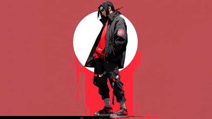 Itachi Uchiha in modern streetwear