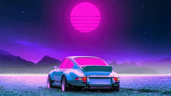Porsche Carrera Synthwave Night Landscape