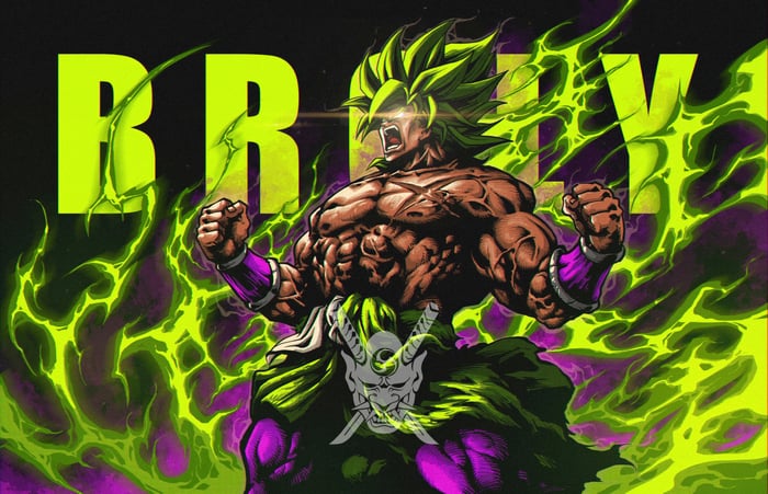 Broly from Dragon Ball with green energy