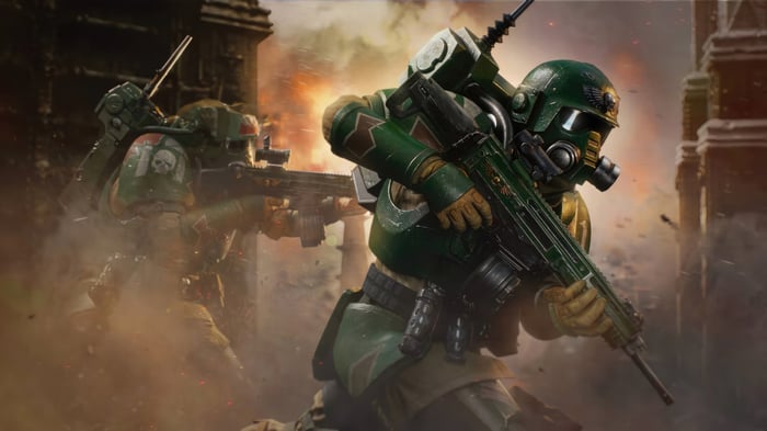 Warhammer 40000 Astra Militarum soldiers in battle