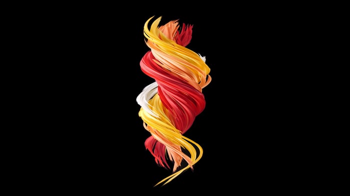 Colorful streamers twisted in the air