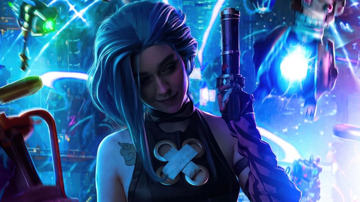 Jinx from League of Legends with a gun