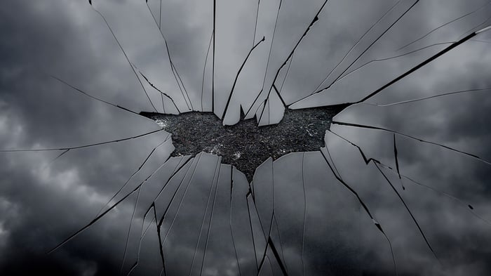 Broken Glass with Batman Symbol