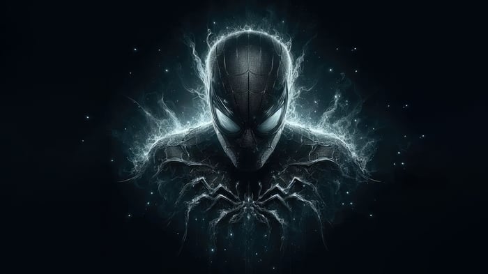 Black Spider-Man with glowing eyes and energy