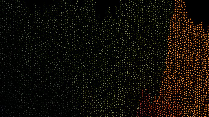 Abstract pattern of dots in green and orange