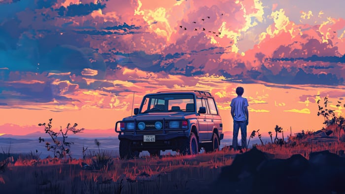 Toyota Explorer in a Scenic Sunset Landscape