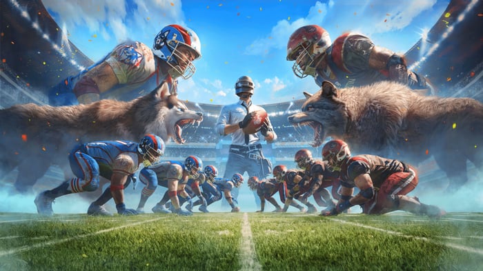 PUBG American Football Players and Wolves in Stadium