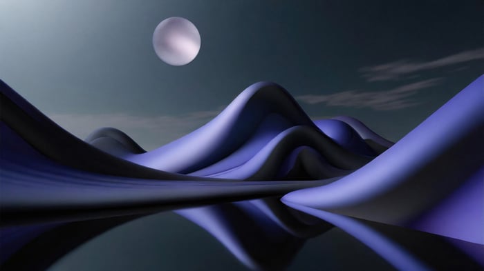 Abstract Mountain Landscape with Moon Reflection