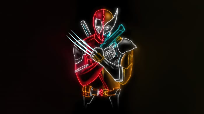 Deadpool and Wolverine neon art