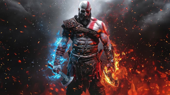 Kratos with Leviathan Axe and Blades of Chaos