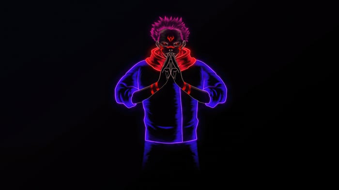 Ryomen Sukuna with Neon Outline