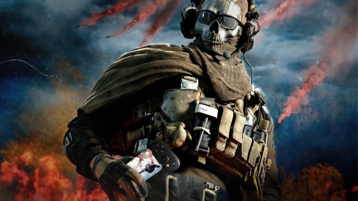 Call of Duty Mobile Ghost Character with Red Smoke
