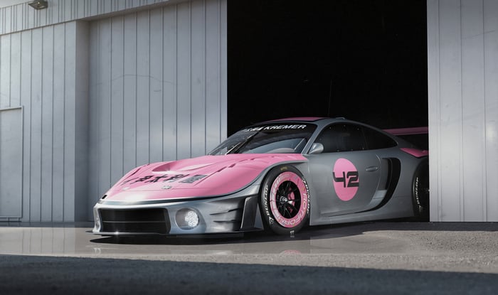 Porsche 935 2024 race car with pink accents