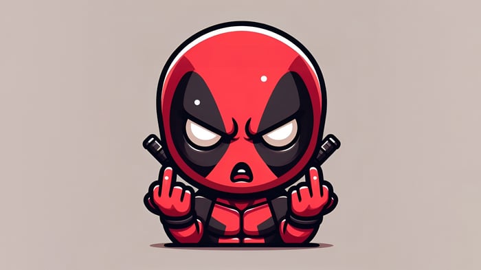 Chibi Deadpool Giving Middle Fingers