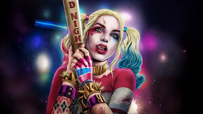 Harley Quinn holding a baseball bat
