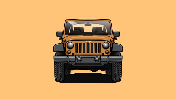 Orange Jeep Wrangler Front View Illustration