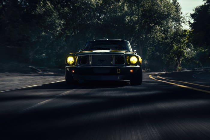 1967 Ford Mustang Fastback on a Road