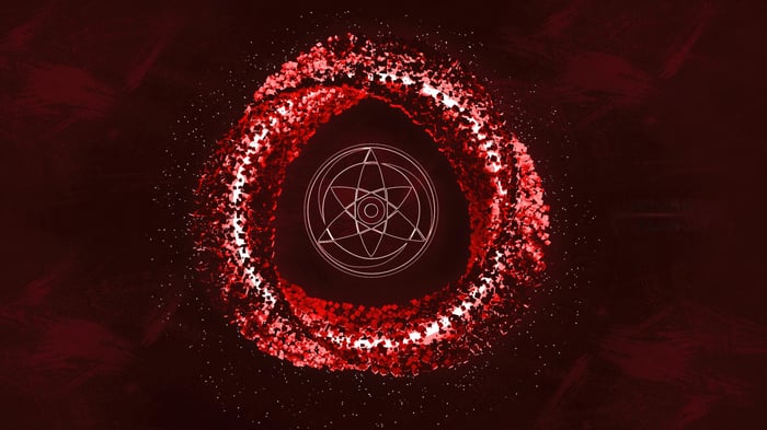 Mangekyo Sharingan with red particle ring