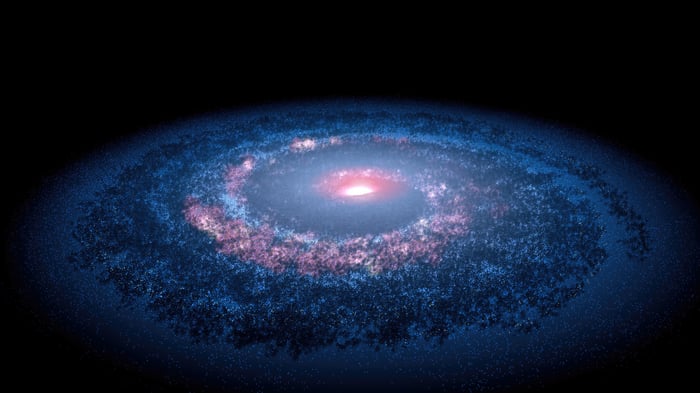 A spiral galaxy with a bright central core