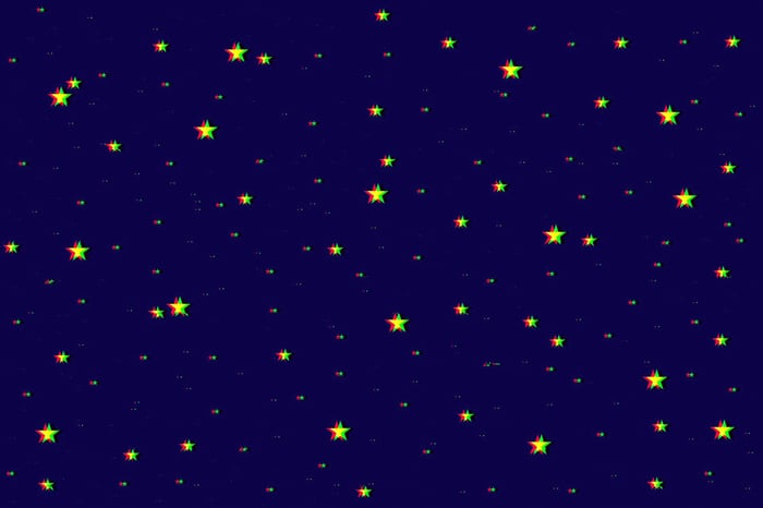 Glitchy Stars on a Dark Blue Background