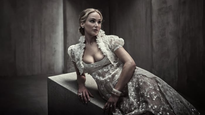 Jennifer Lawrence in a white dress