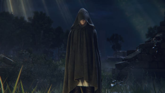 Elden Ring character in a dark forest