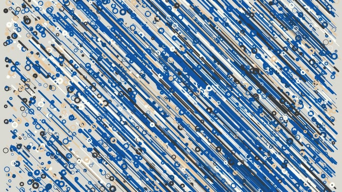Abstract pattern of diagonal lines and circles