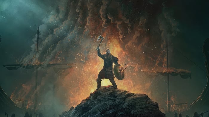 Assassin's Creed Valhalla Viking Warrior on Burning Ships